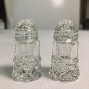 Vintage Art Deco Heavy Texture 2” Glass Salt and Pepper Shakers 1960s